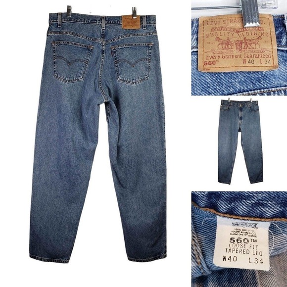Levis Jeans Mens 40X34 Tall Blue Loose Fit Vintage 90s Skate Y2K Zip - Picture 1 of 10